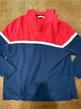 Mountain Lake Red and Navy Crewneck Sweater with White Stripe